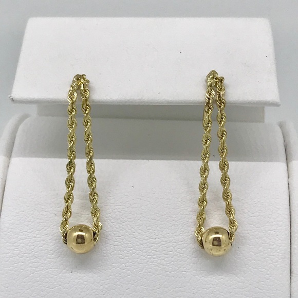 Jewelry - NWT 14kt yellow gold drop earrings, friction backs
